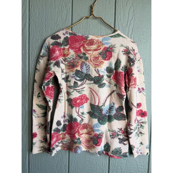 Vintage Tarazzia Floral Lambswool Sweater Women’s M 90s Cottagecore Roses - Picture 5 of 5